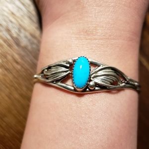 Vintage Sterling Silver Turquoise Cuff Bracelet